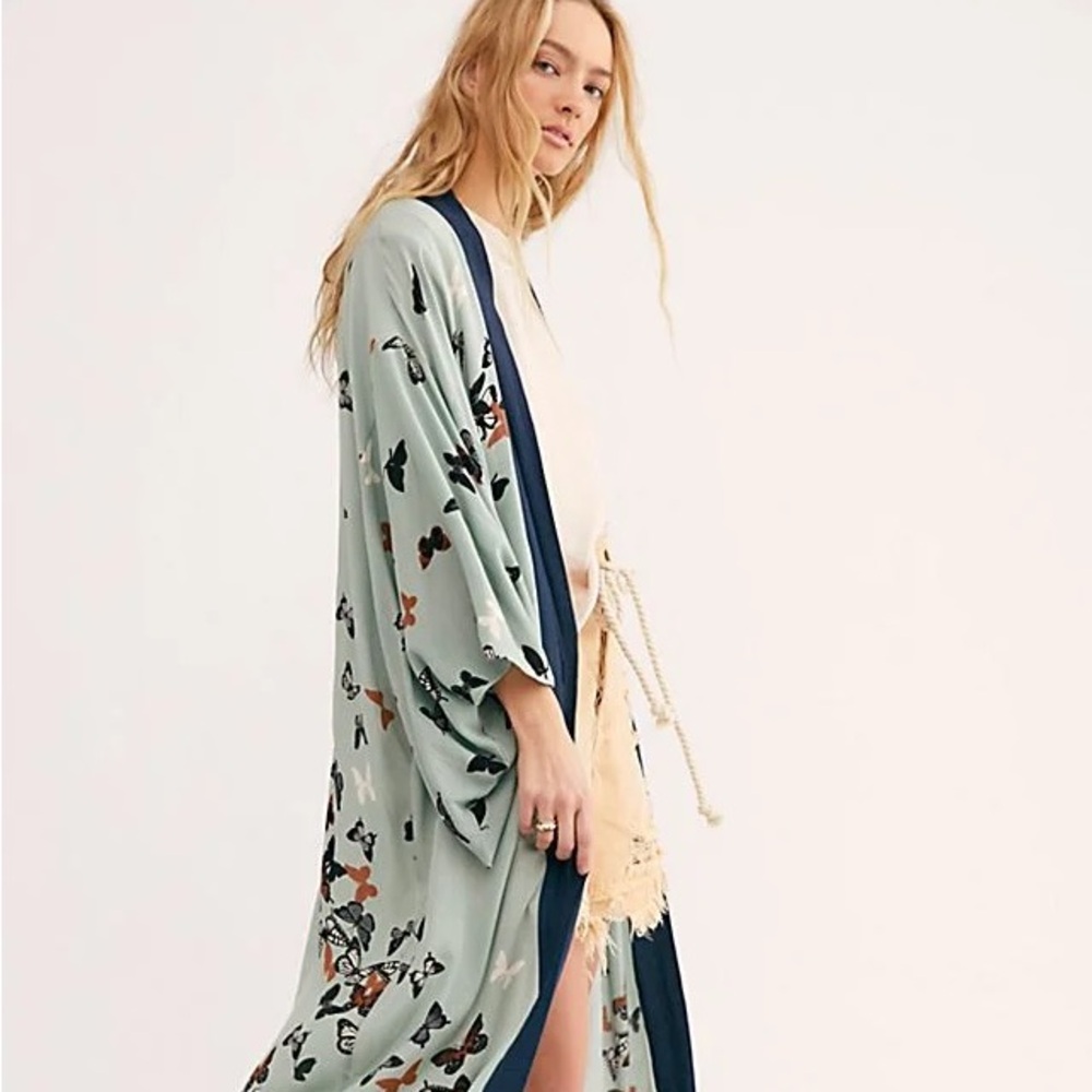 NWT Free People Butterfly Kisses Moss Kimono